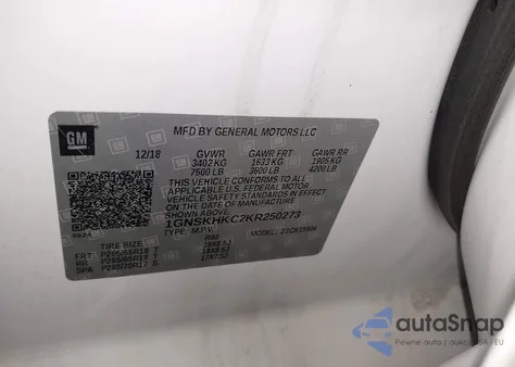 2019 Chevrolet Suburban Lt z USA, uszkodzony, nr VIN 1GNSKHKC2KR250273